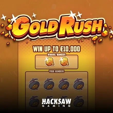 Gold Rush slot logo by Hacksaw Gaming at LeBull Casino